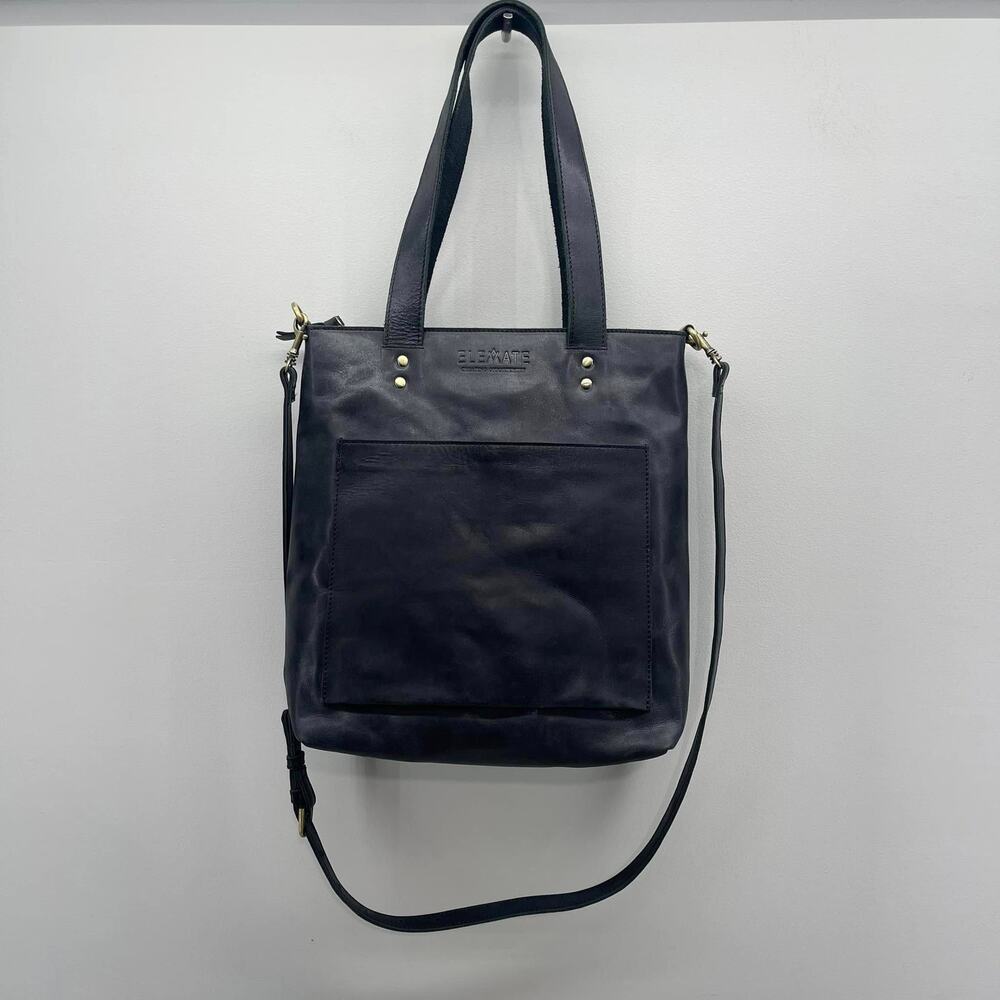 Elevate People Leather Bucket Bag Tote‎ Black Full-Grain Crossbody Minimalist